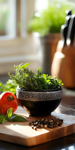 Miska čerstvých surovín a byliniek